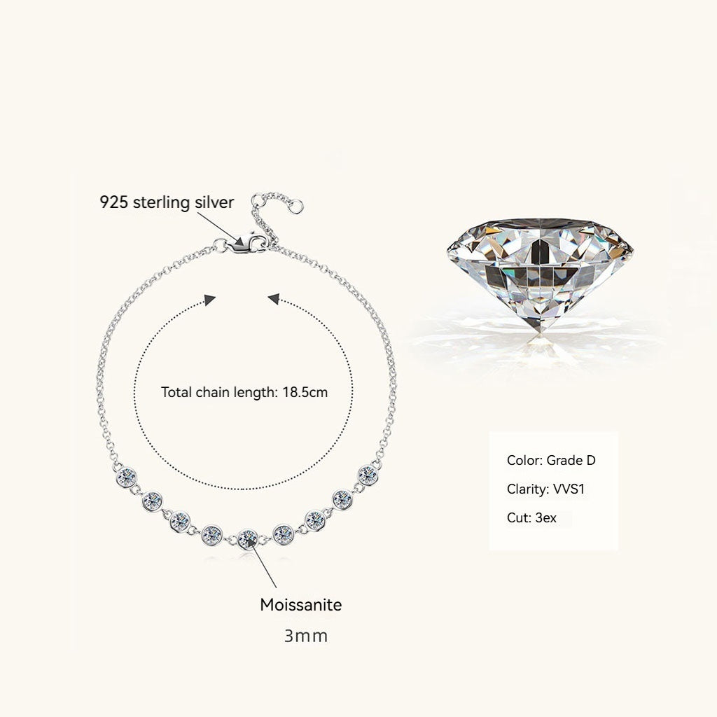 Brilliant Bezel Moissanite Bracelet - Silver