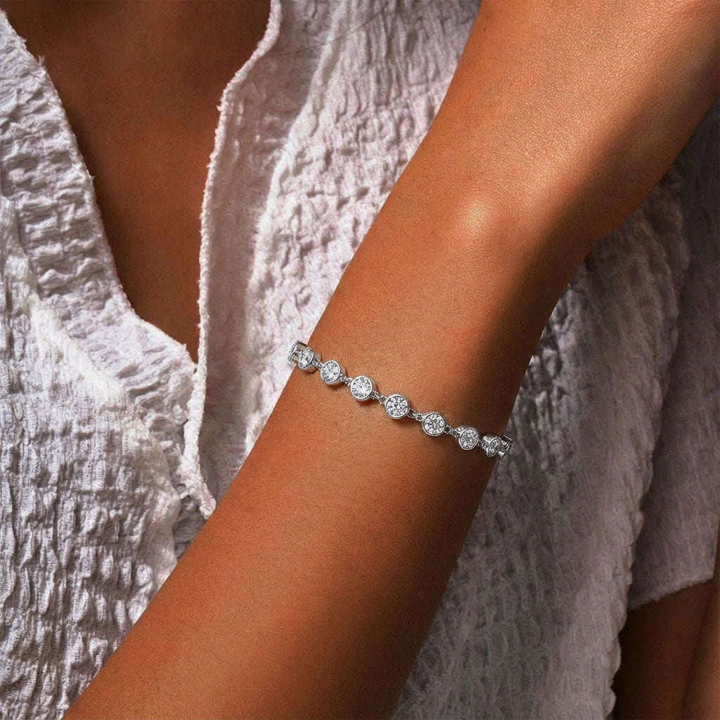 Brilliant Bezel Moissanite Bracelet - Silver
