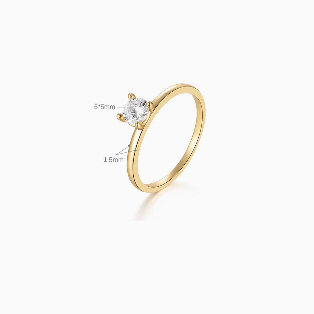Brilliant Diamond Solitaire Ring - Gold