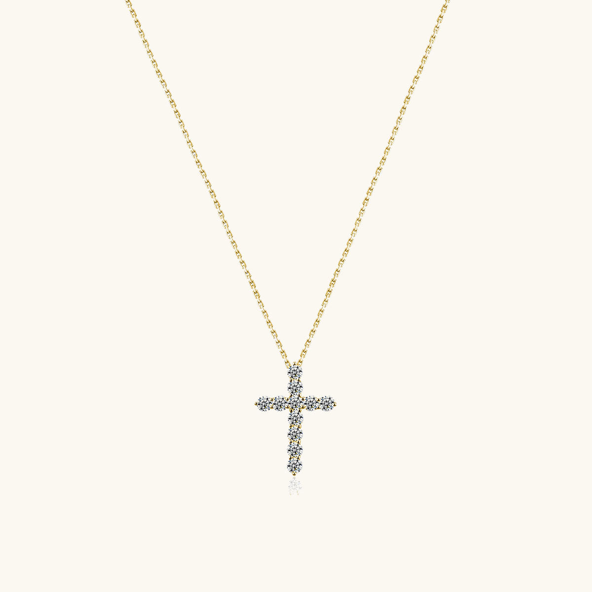 Brilliant Moissanite Cross Pendant Necklace - Gold