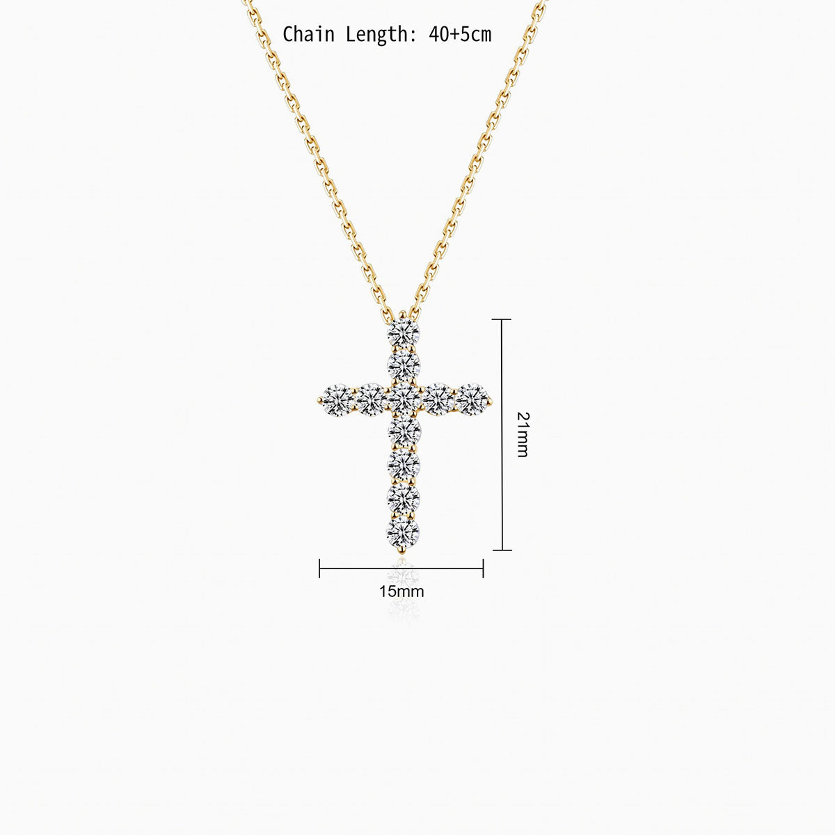 Brilliant Moissanite Cross Pendant Necklace - Gold