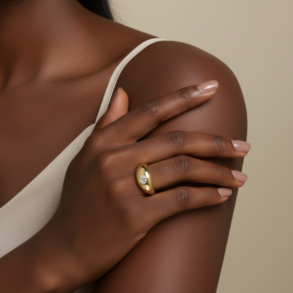 Brilliant Moissanite Dome Ring