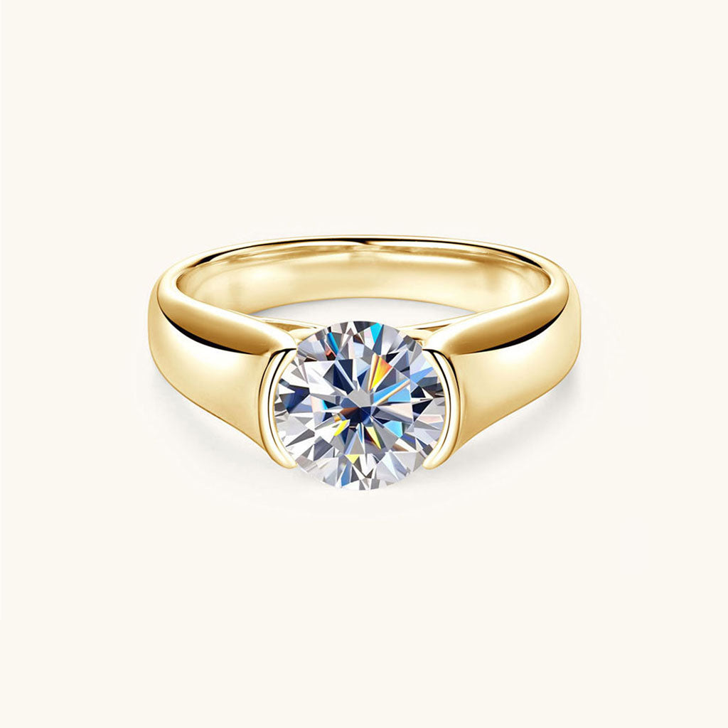 Brilliant Moissanite Solitaire Ring - Gold
