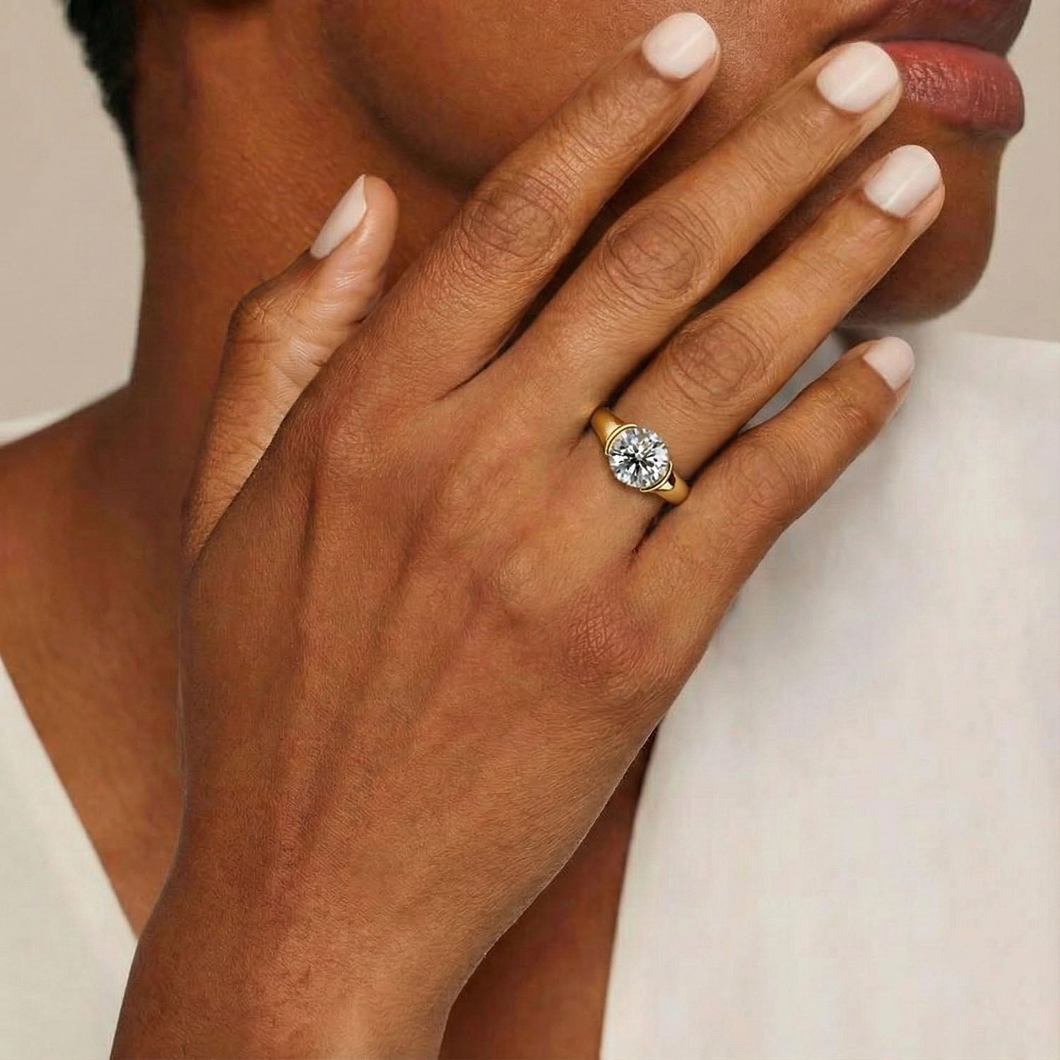 Brilliant Moissanite Solitaire Ring - Gold