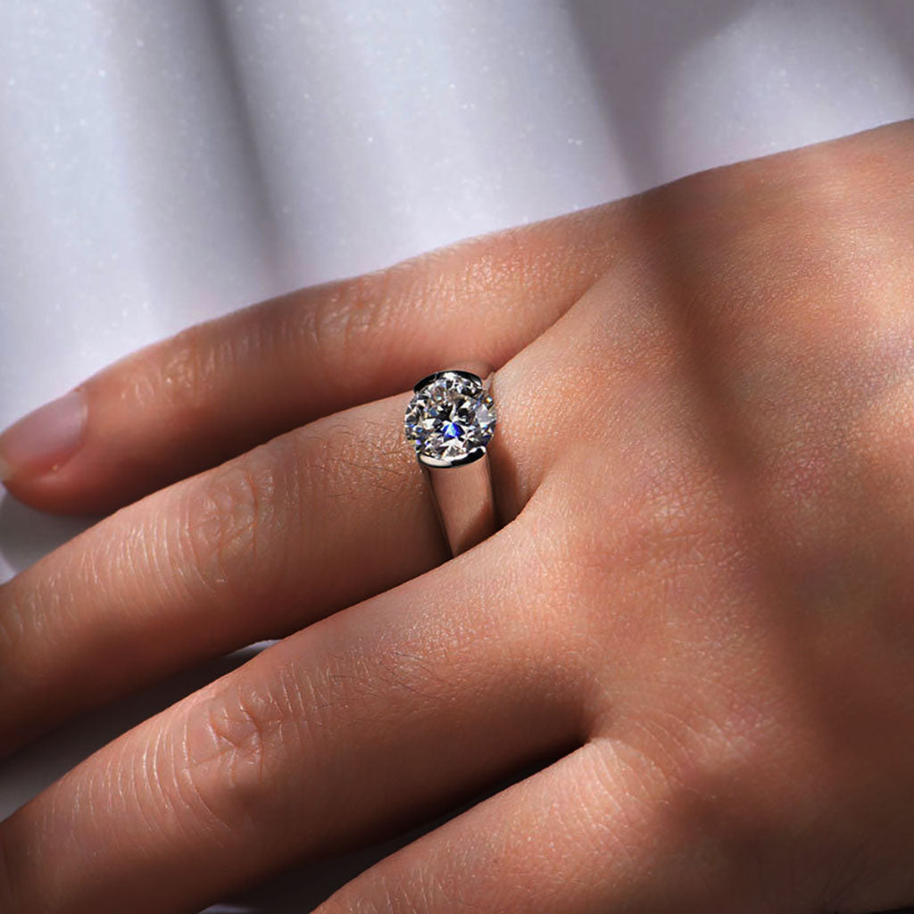 Brilliant Moissanite Solitaire Ring - Silver