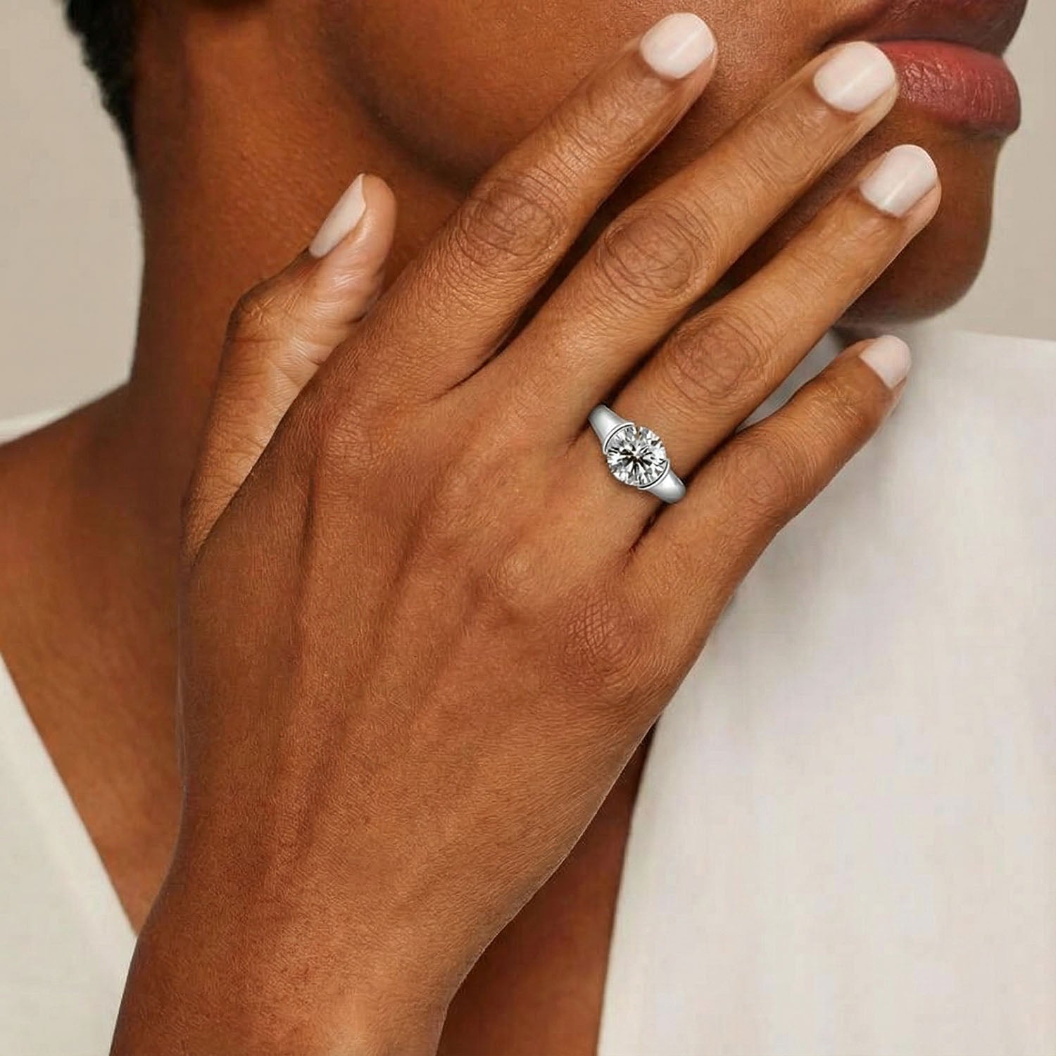 Brilliant Moissanite Solitaire Ring - Silver