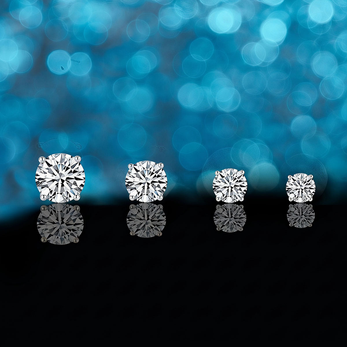 Brilliant Moissanite Solitaire Stud Earrings - Silver