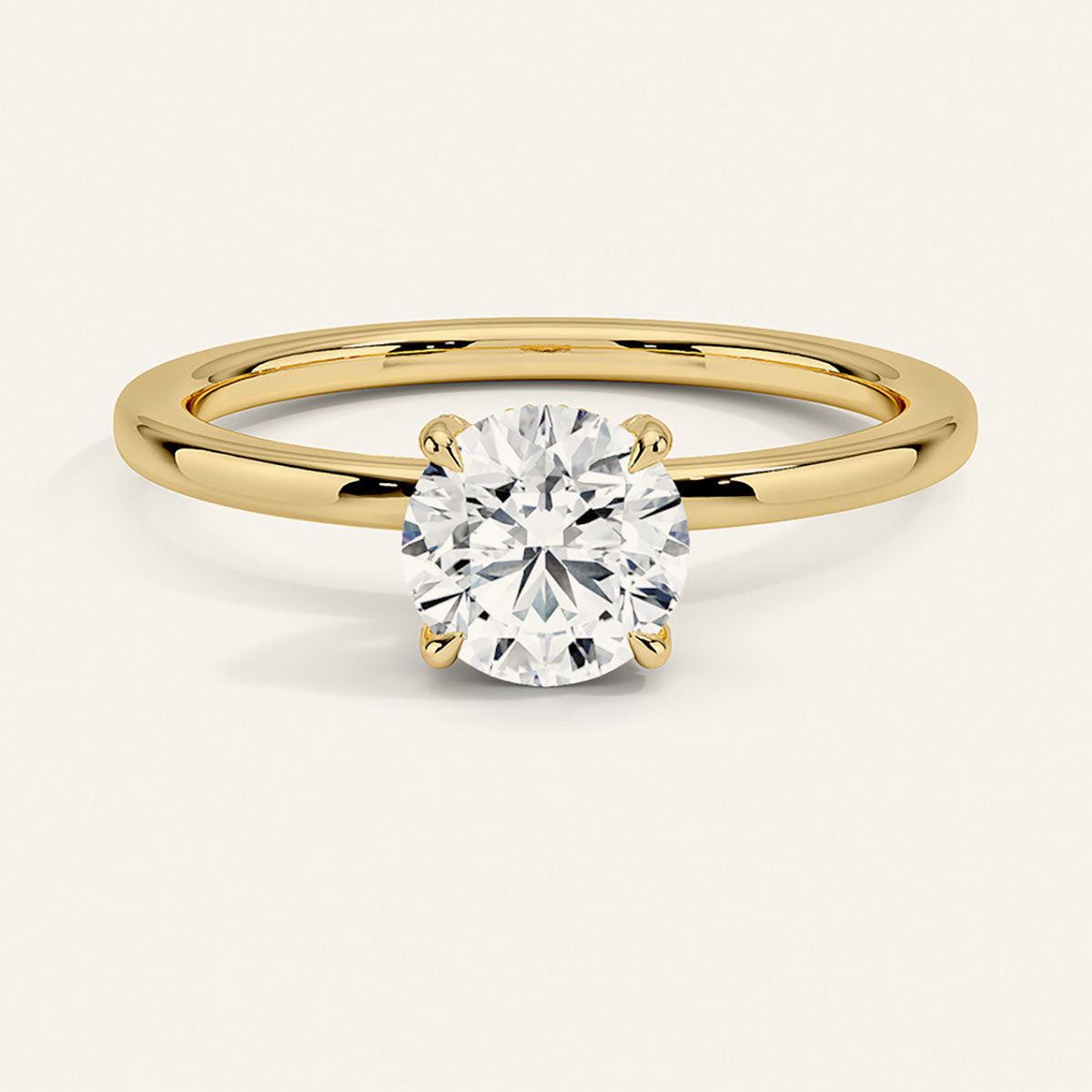 Brilliant Round Moissanite Solitaire Ring - Gold