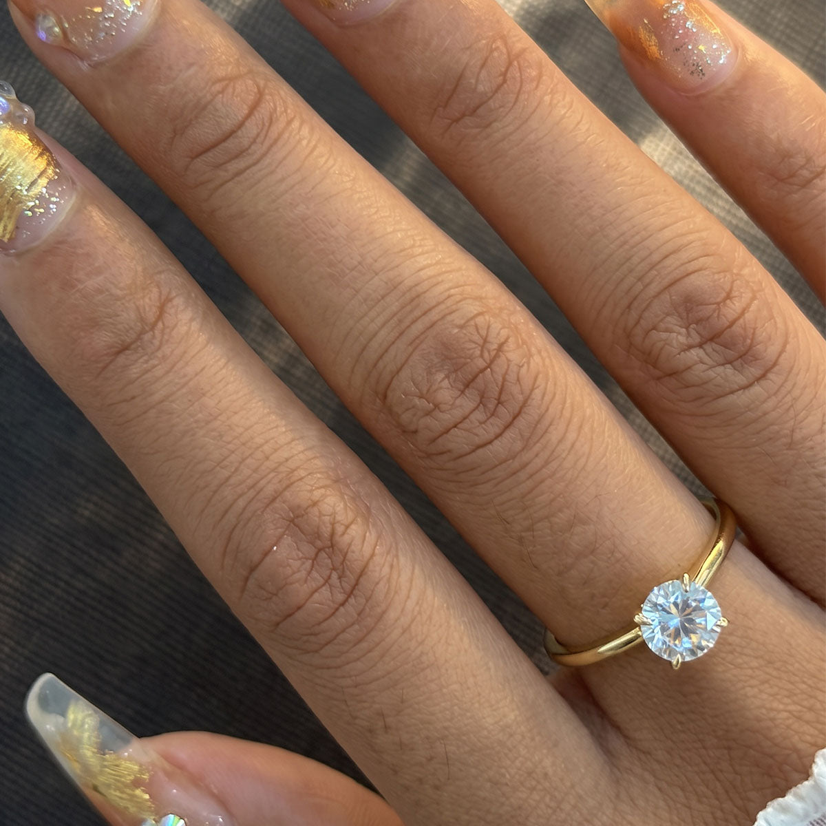 Brilliant Round Moissanite Solitaire Ring - Gold