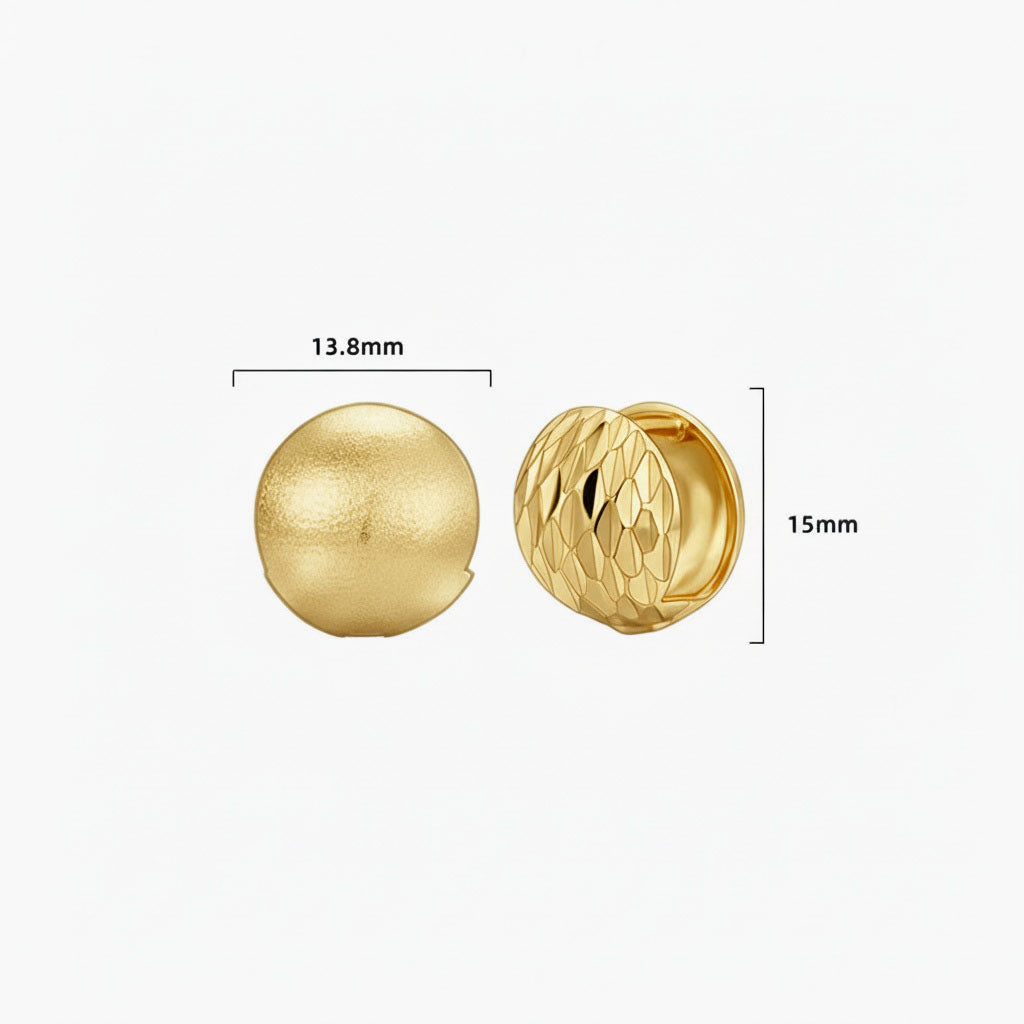 Brushed and Faceted Ball Huggie Hoop Earrings - Gold