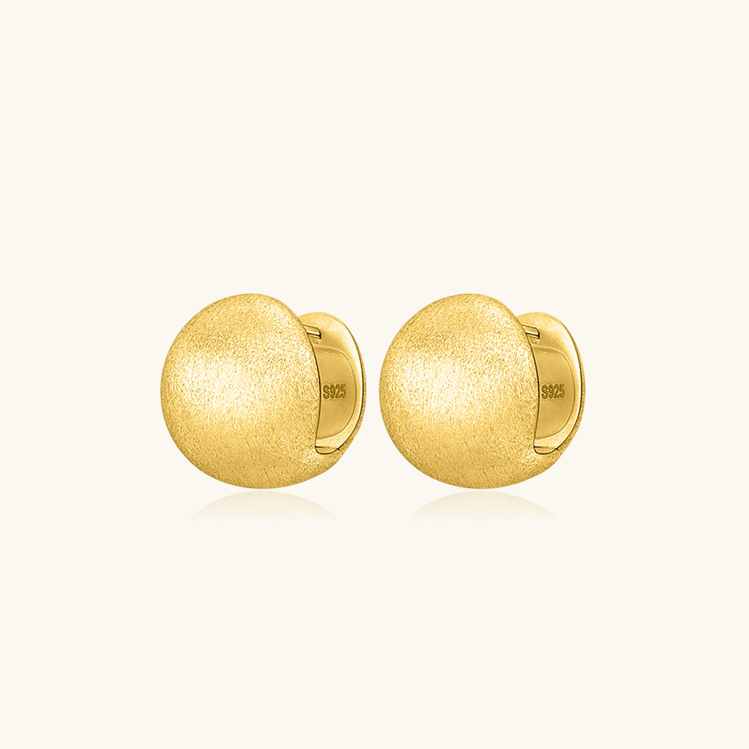 Brushed Ball Huggie Hoop Earrings - Gold