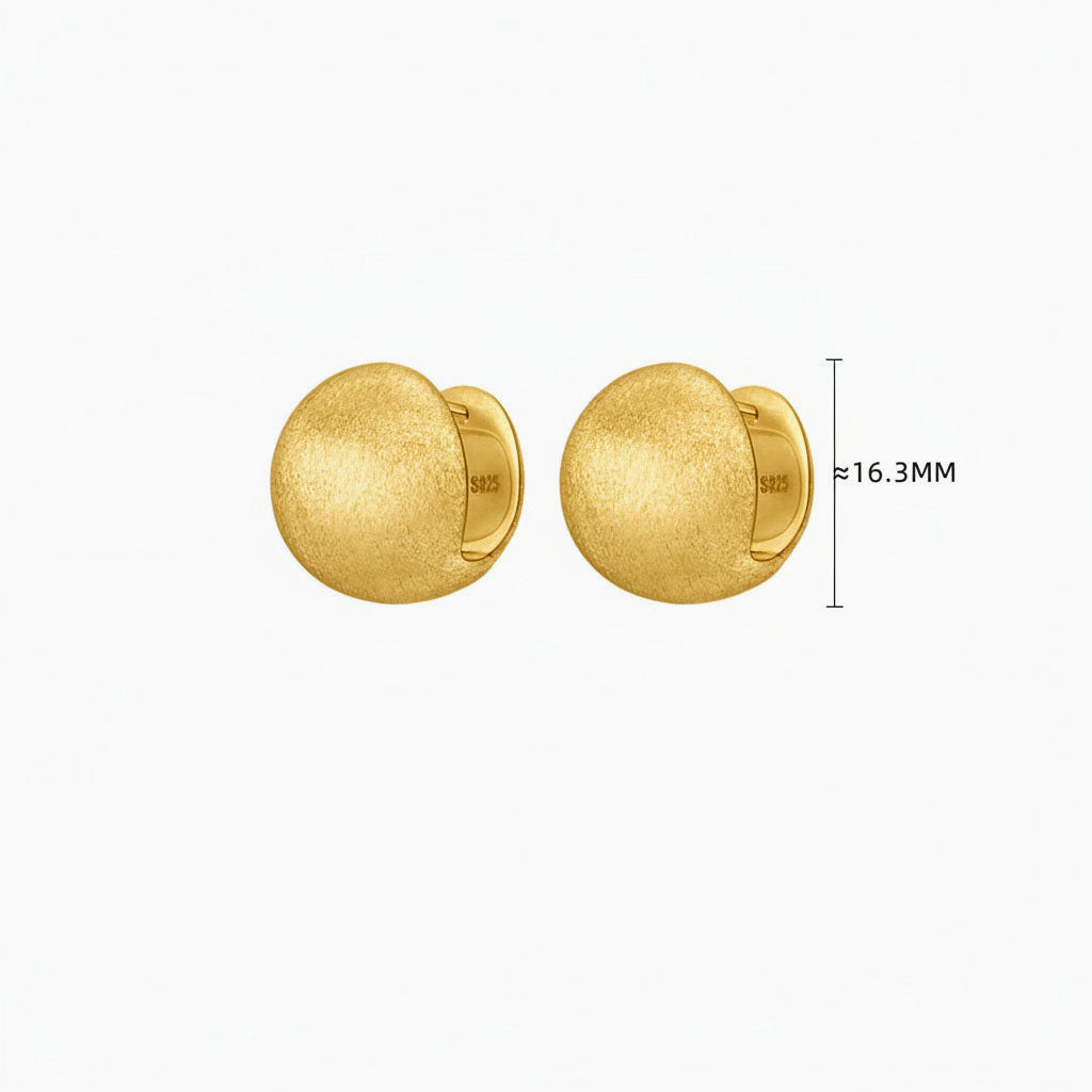 Brushed Ball Huggie Hoop Earrings - Gold
