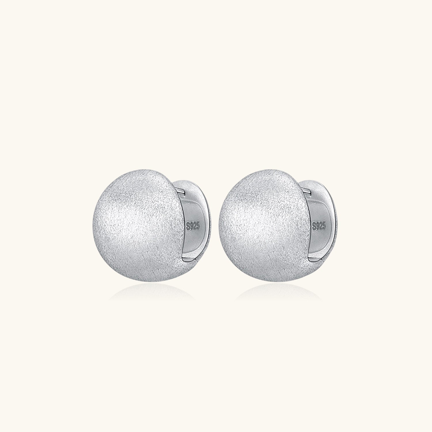 Brushed Ball Huggie Hoop Earrings - Silver