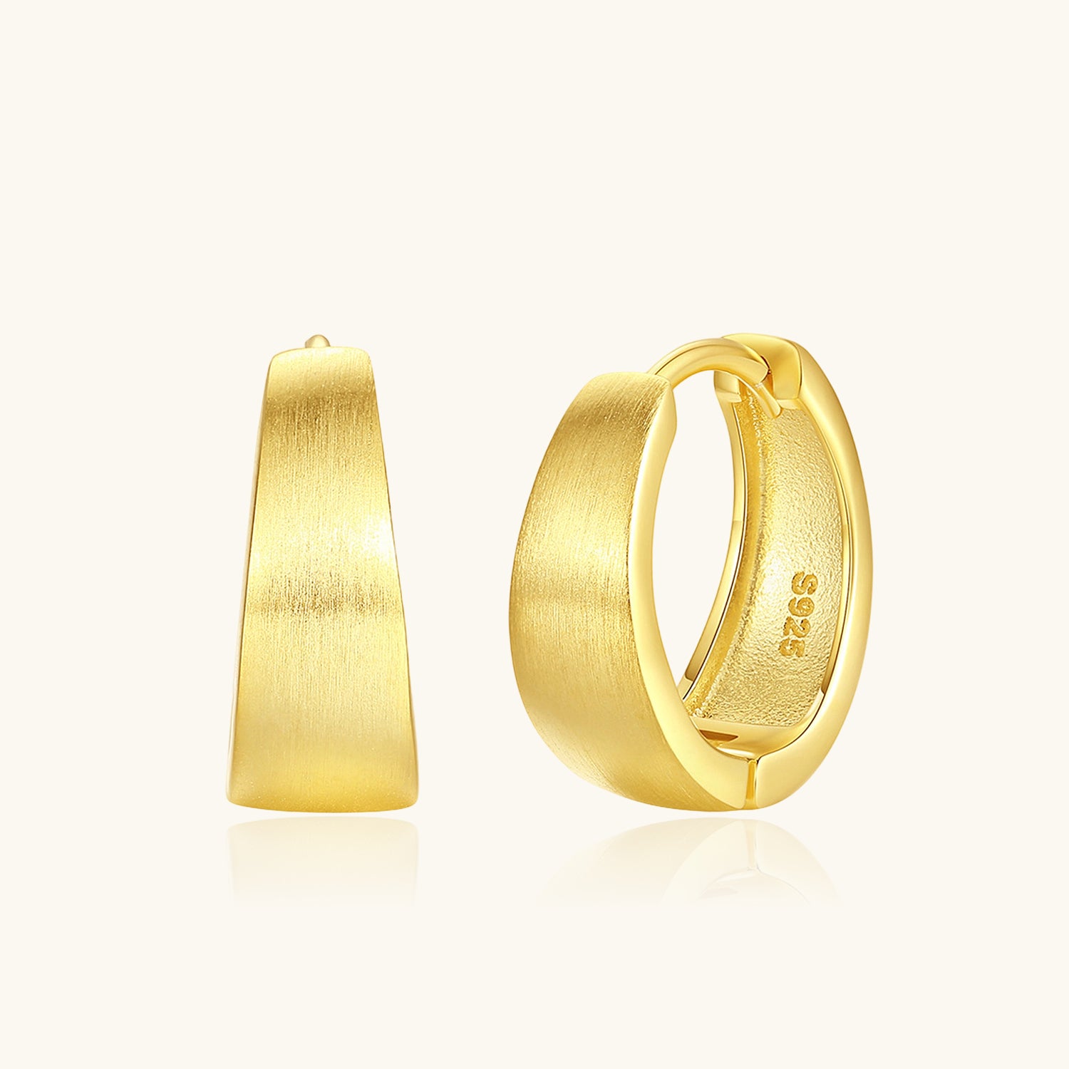 Brushed Chunky Hoop Earrings - Gold