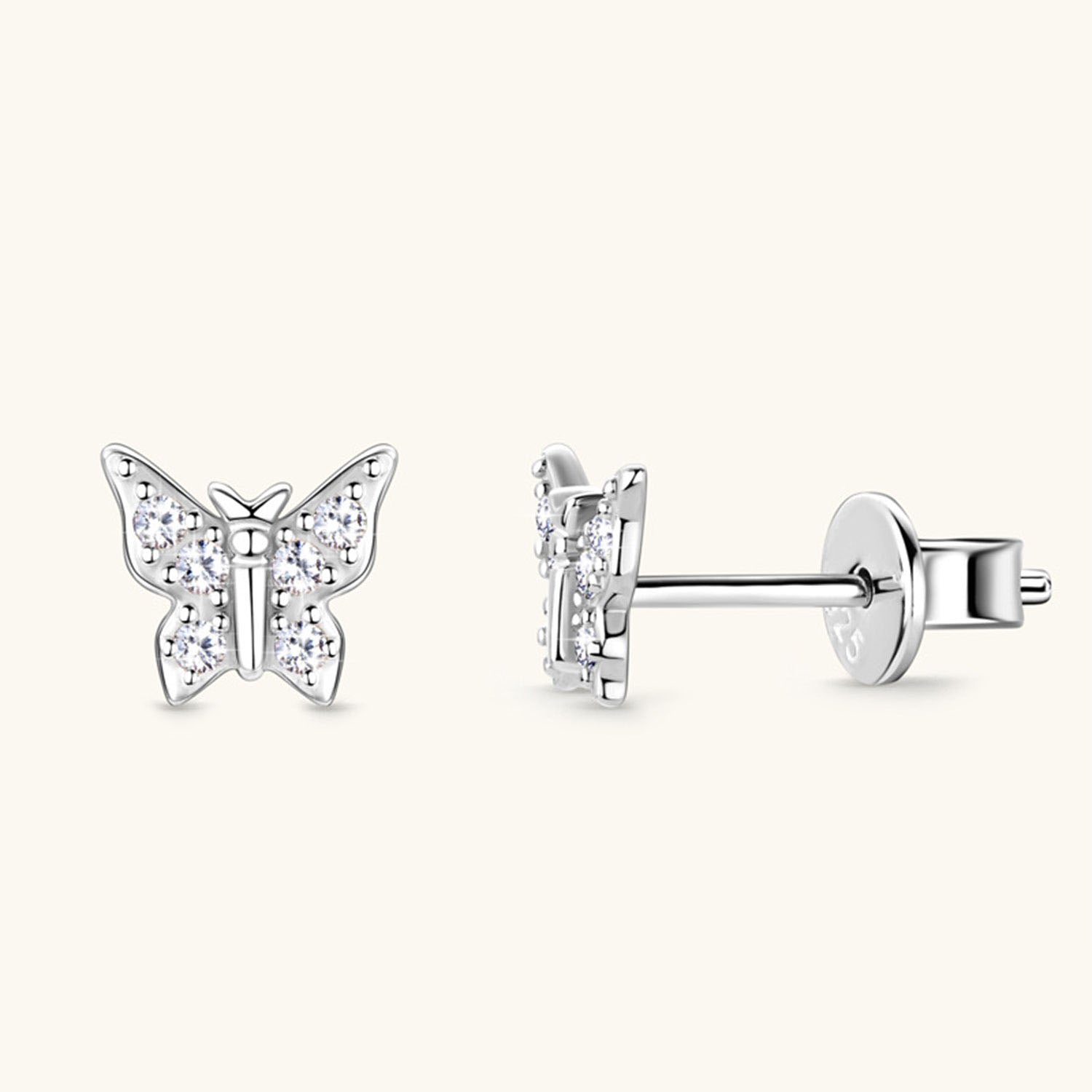 Butterfly Moissanite Stud Earrings - Silver