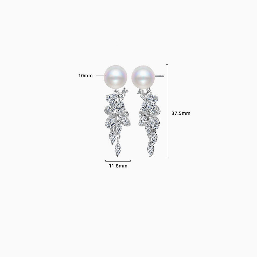 Cascading Teardrop Pearl Drop Earrings - Silver