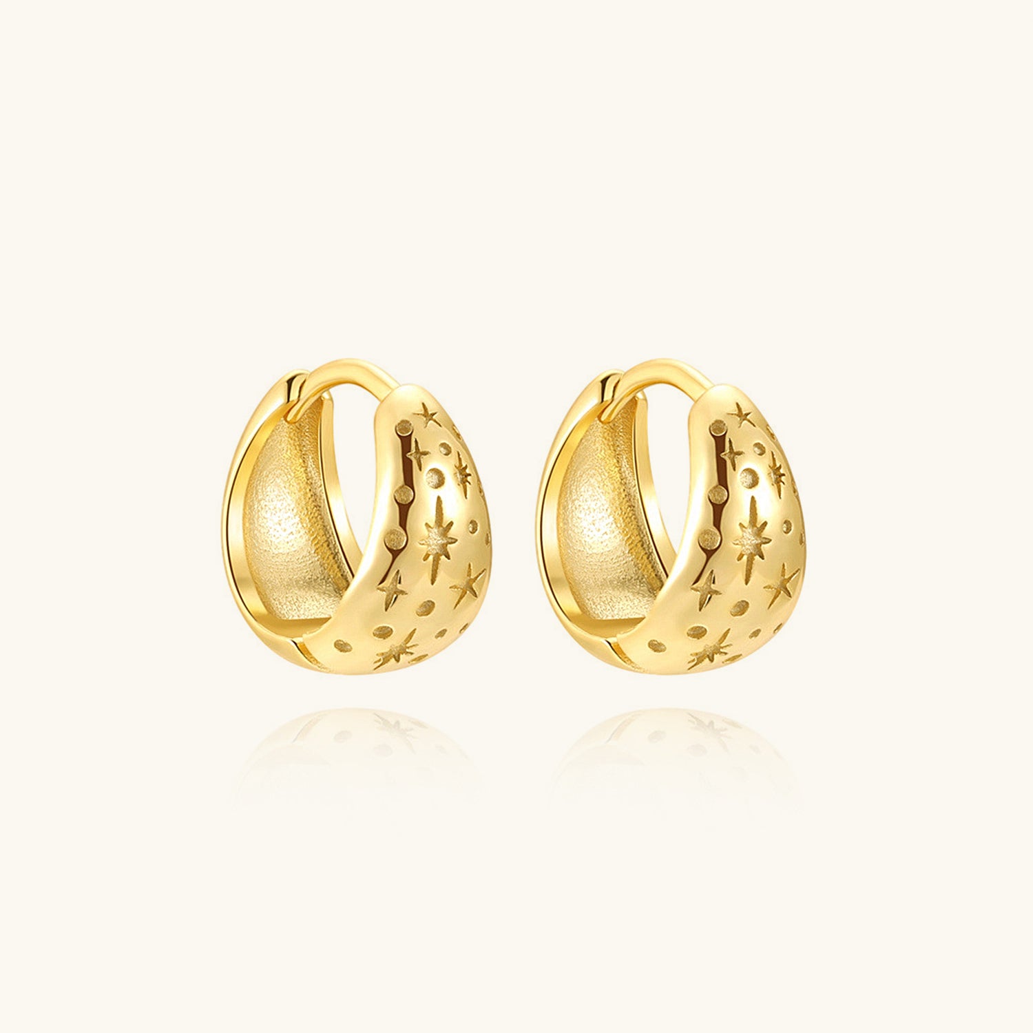 Celestial Dome Huggie Hoop Earrings - Gold