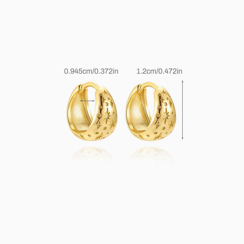 Celestial Dome Huggie Hoop Earrings - Gold