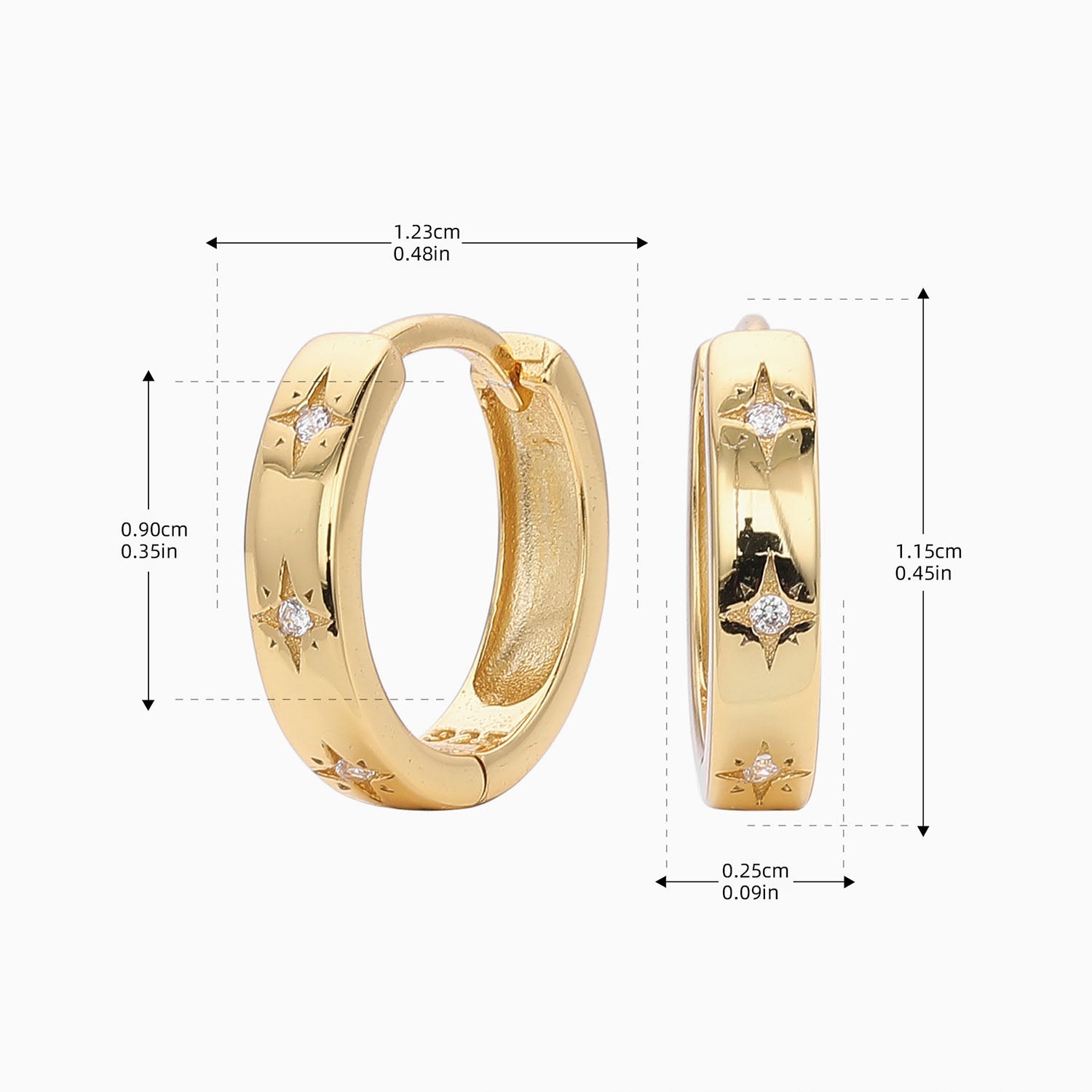 Celestial Star Diamond Huggie Hoop Earrings - Gold