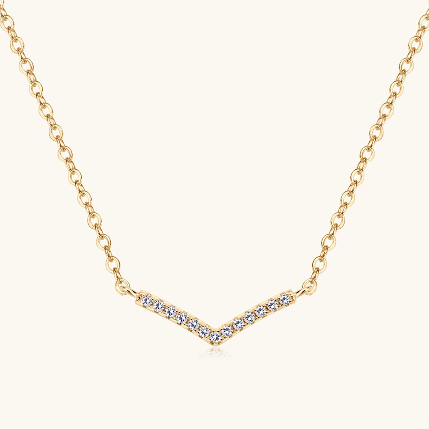 Chevron Bar Moissanite Necklace - Gold