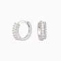Chic Baguette Huggie Hoop Earrings - Silver