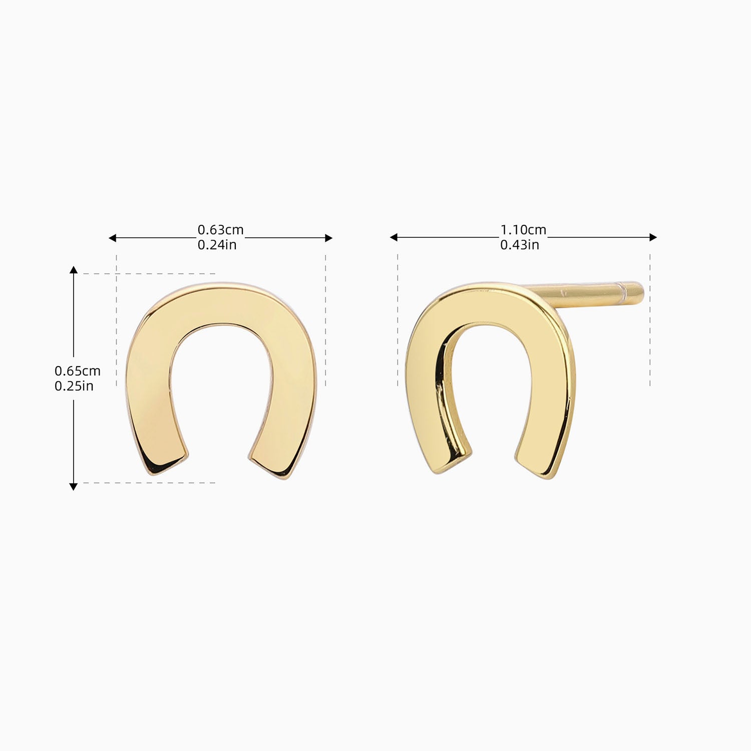 Chic Horseshoe Stud Earrings - Gold