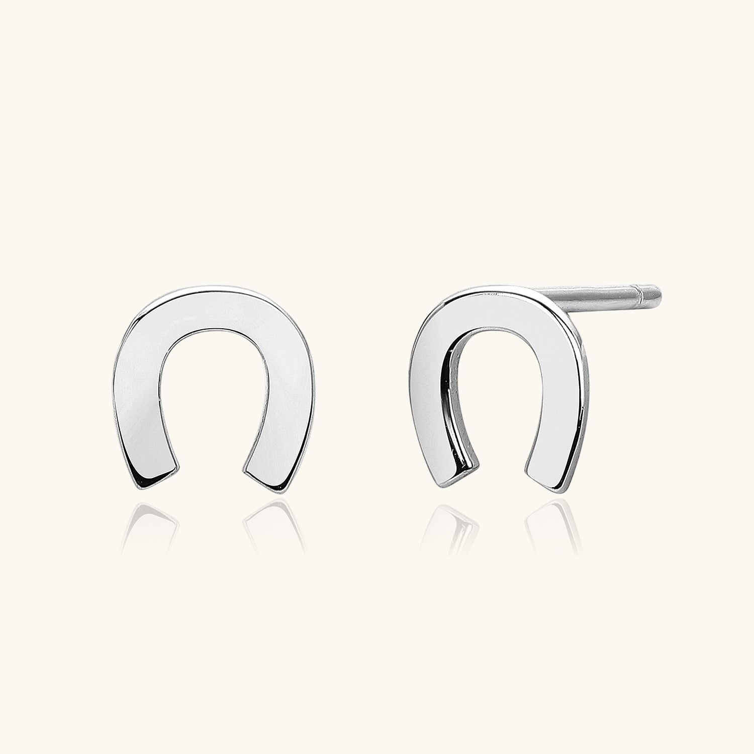 Chic Horseshoe Stud Earrings - Silver