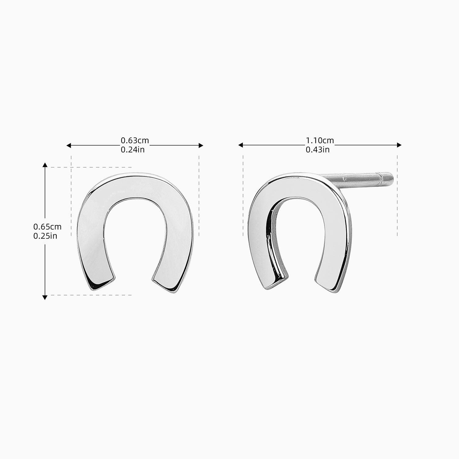Chic Horseshoe Stud Earrings - Silver