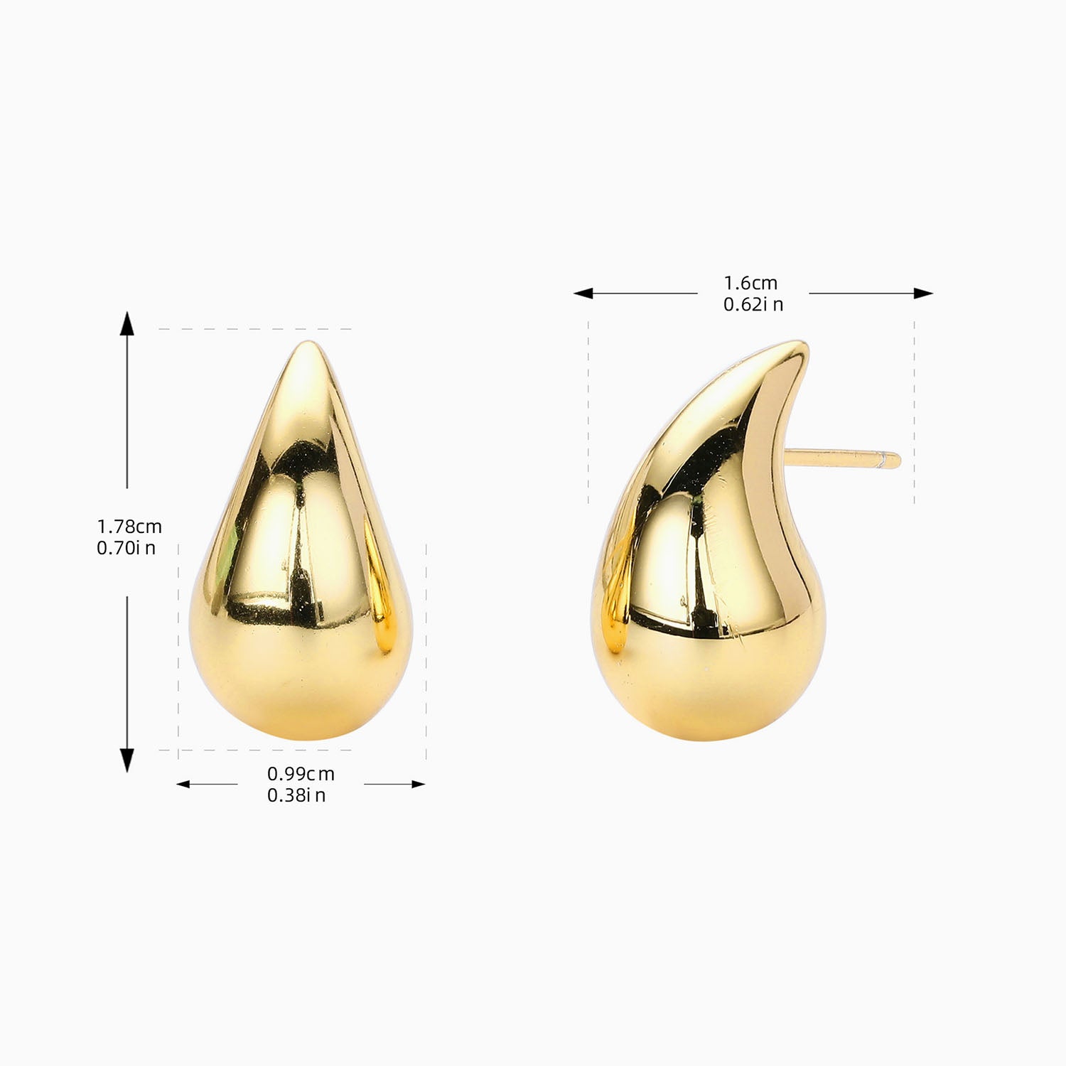 Chic Teardrop Stud Earrings - Gold