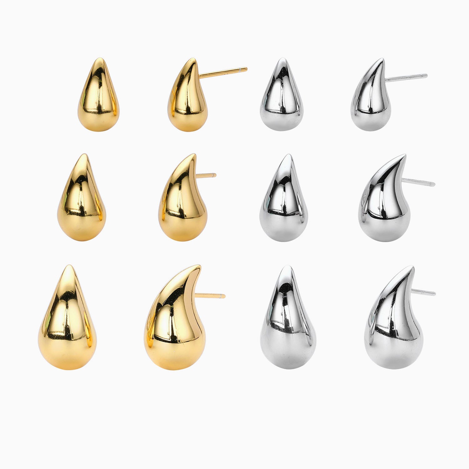 Chic Teardrop Stud Earrings - Gold