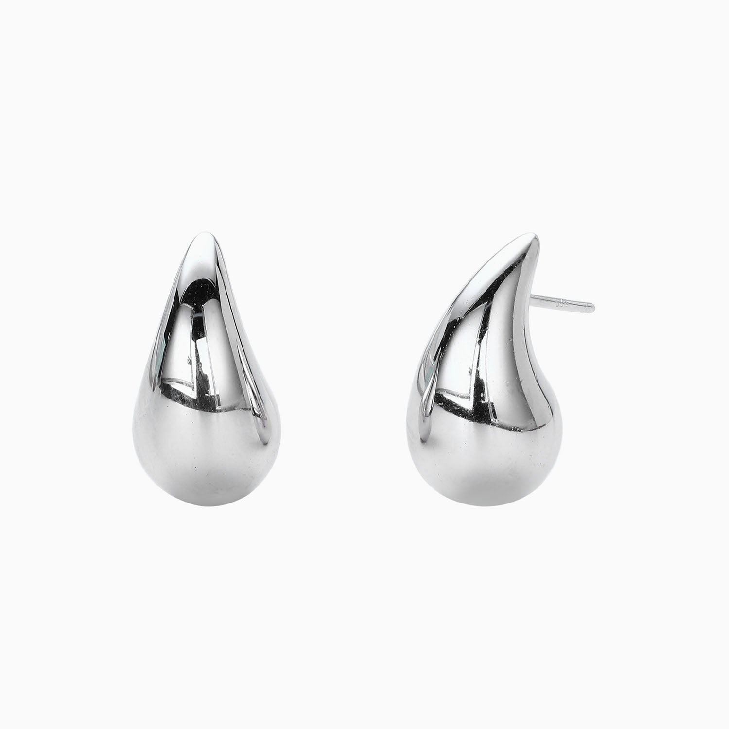Chic Teardrop Stud Earrings - Silver