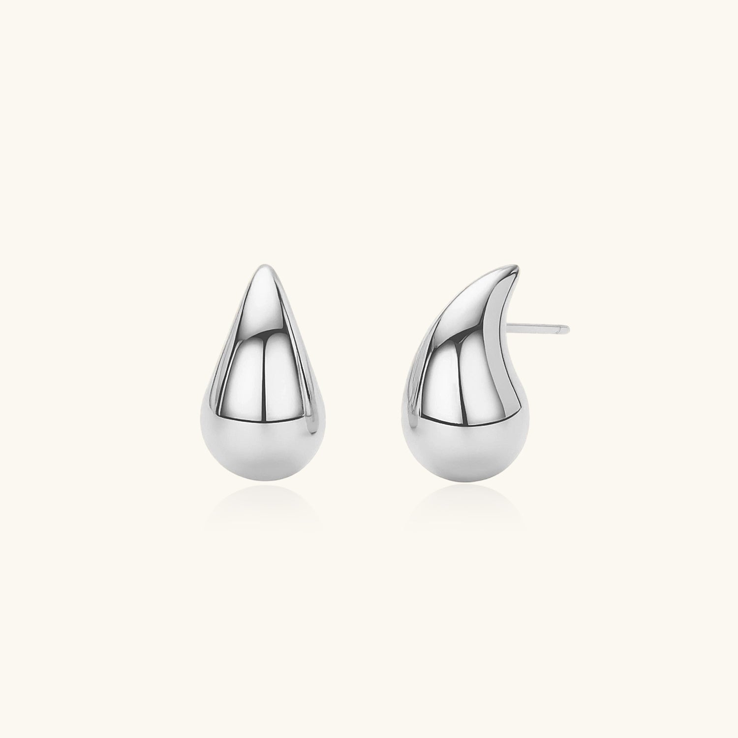 Chic Teardrop Stud Earrings - Silver