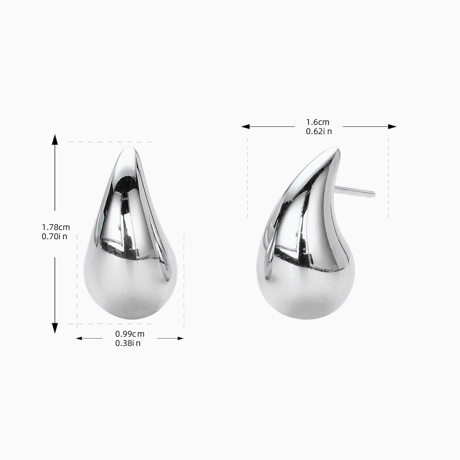 Chic Teardrop Stud Earrings - Silver