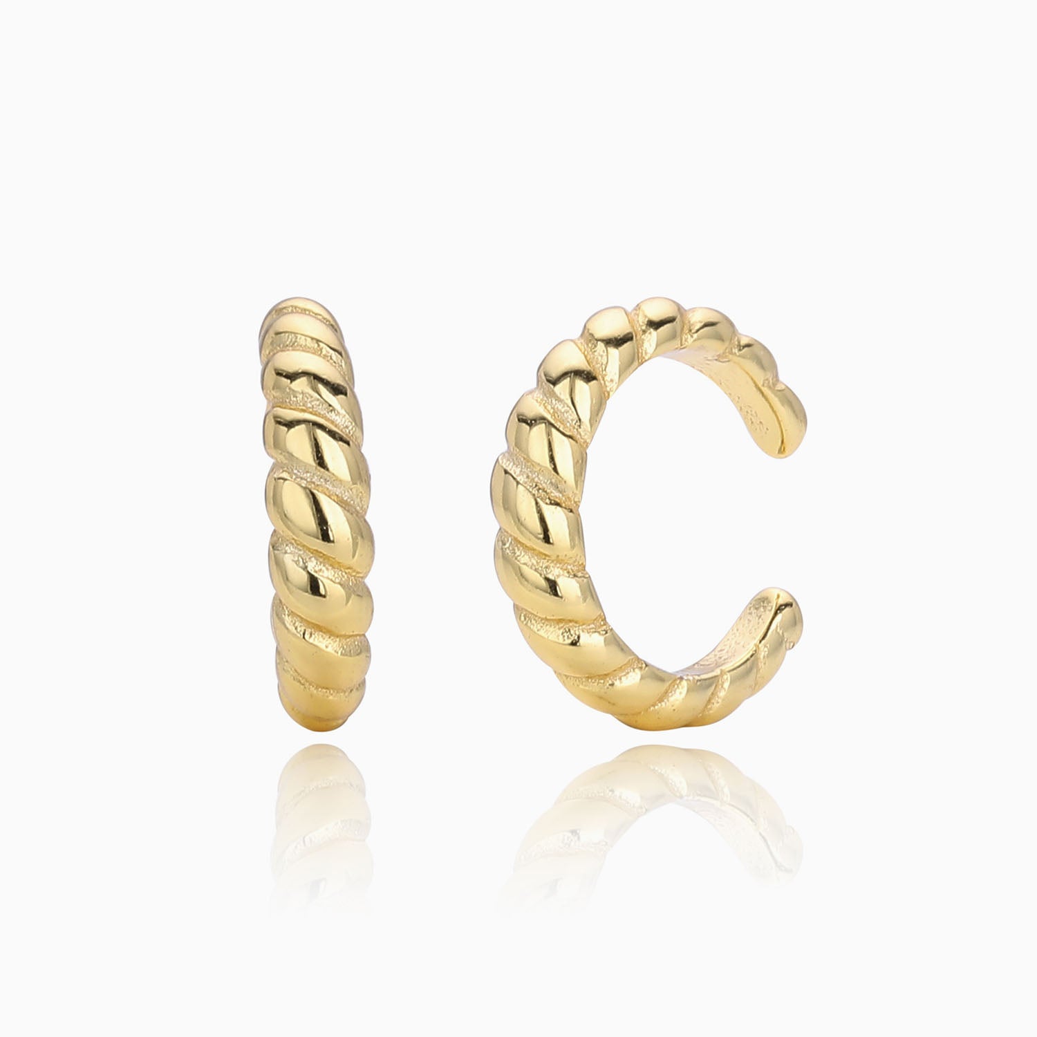 Chic Twisted Ear Cuff Earrings - Gold