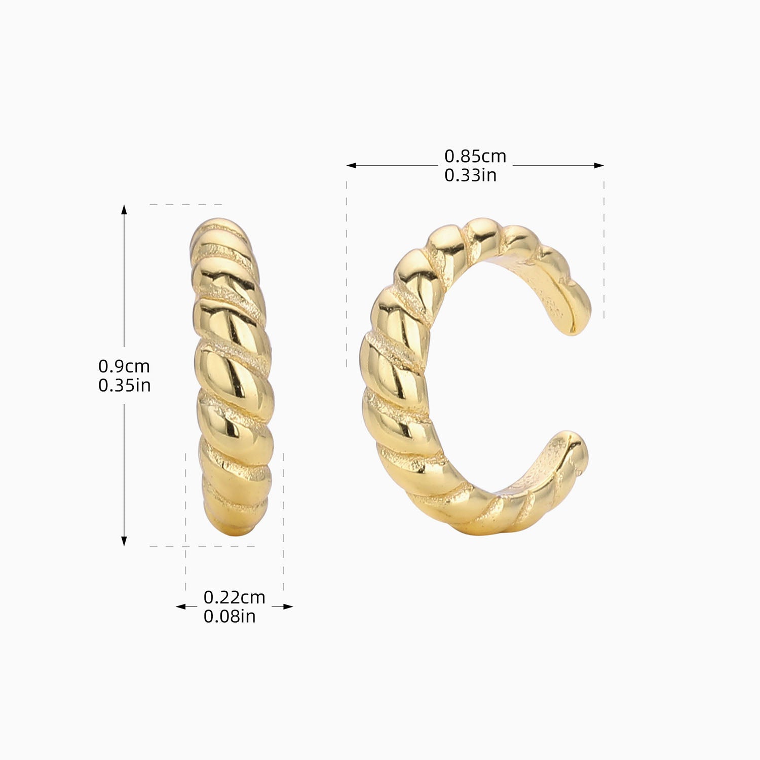 Chic Twisted Ear Cuff Earrings - Gold