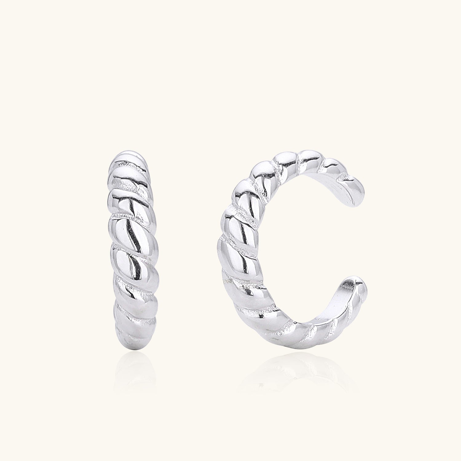 Chic Twisted Ear Cuff Earrings - Silver
