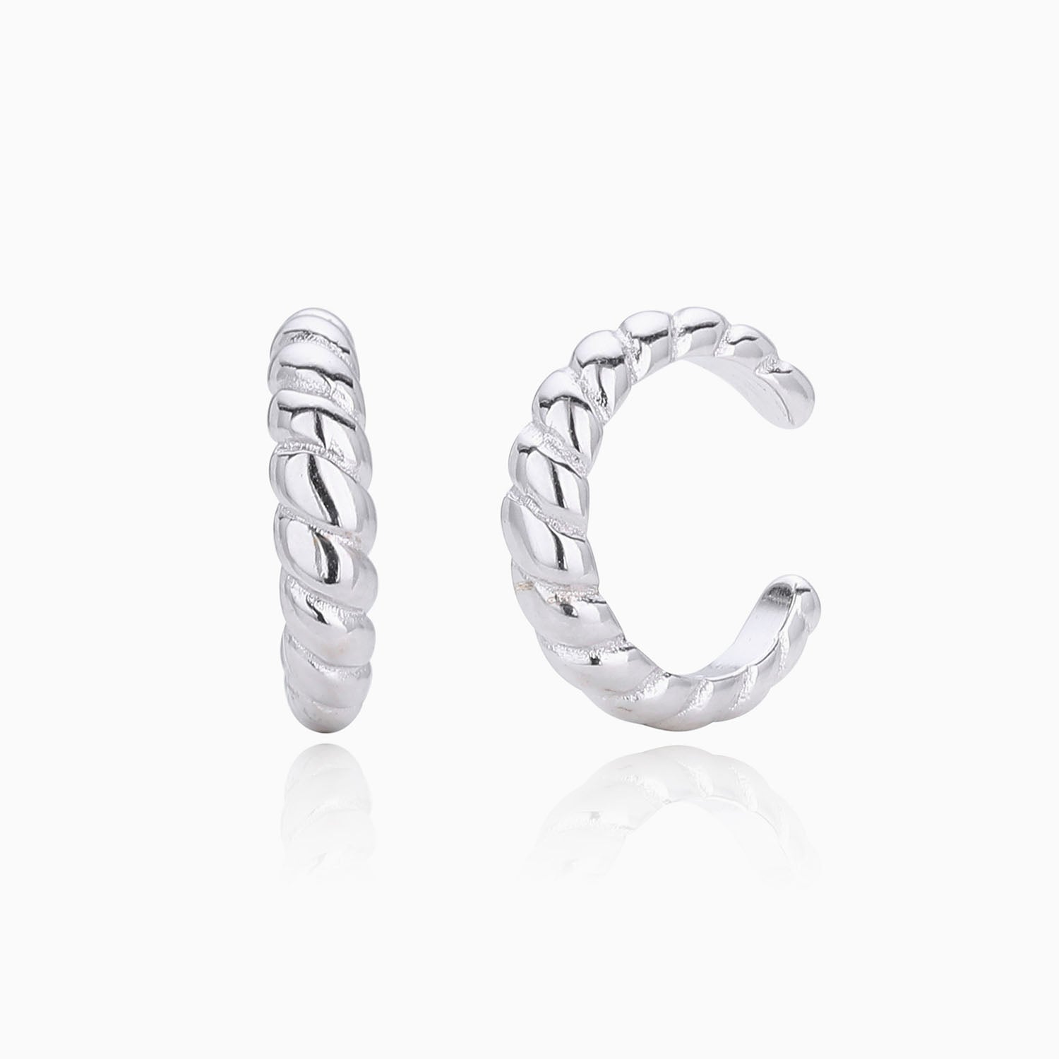 Chic Twisted Ear Cuff Earrings - Silver