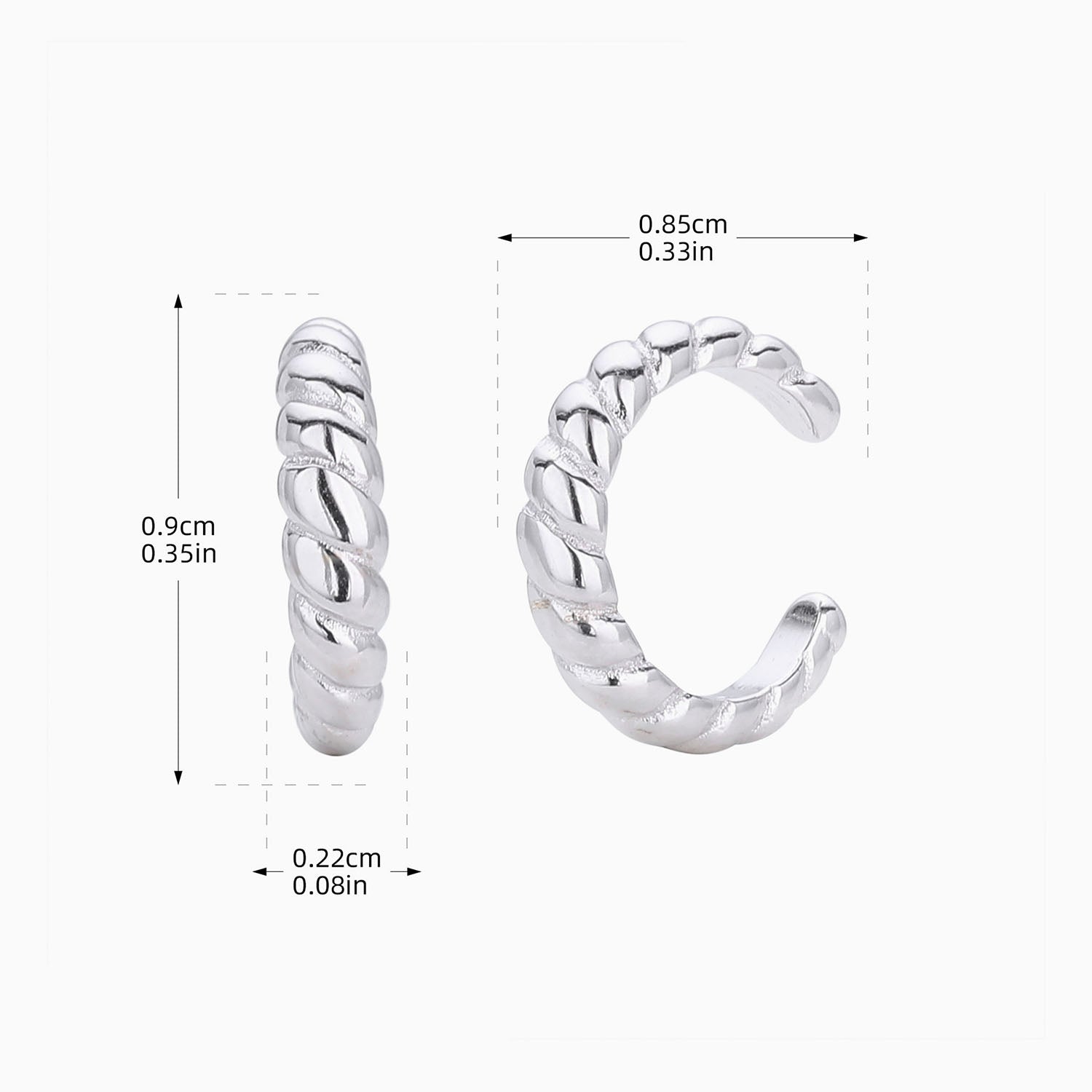 Chic Twisted Ear Cuff Earrings - Silver