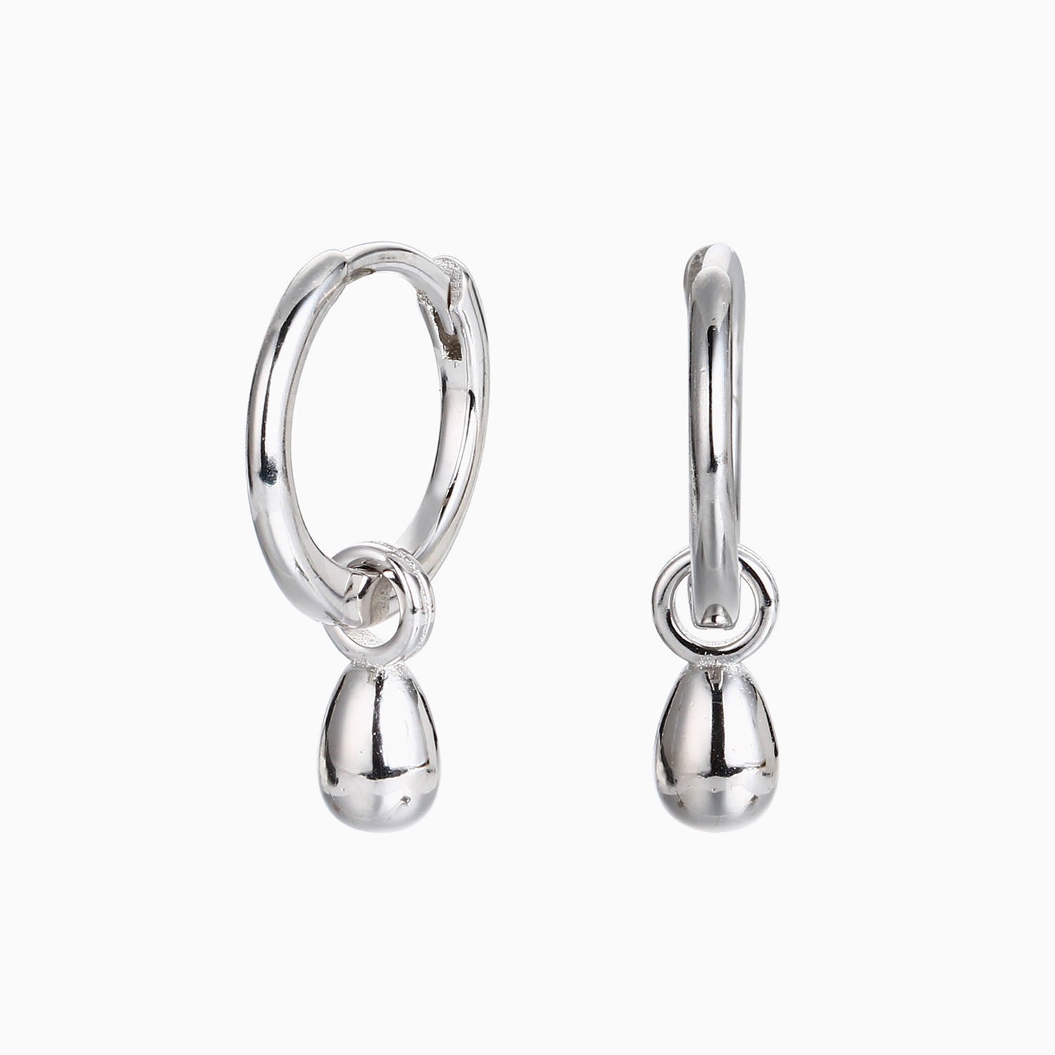 Chic Waterdrop Drop Huggie Hoop Earrings - Silver