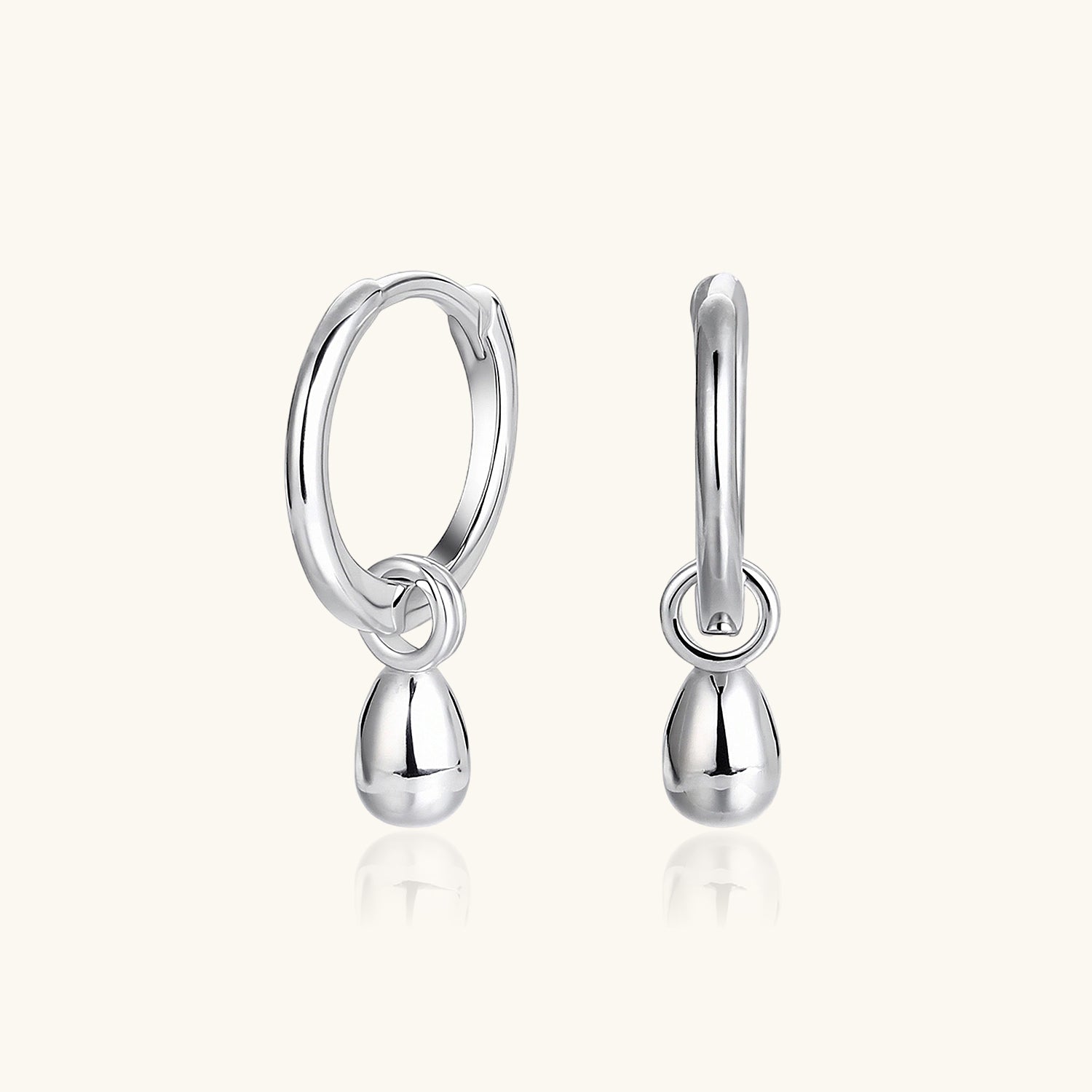 Chic Waterdrop Drop Huggie Hoop Earrings - Silver