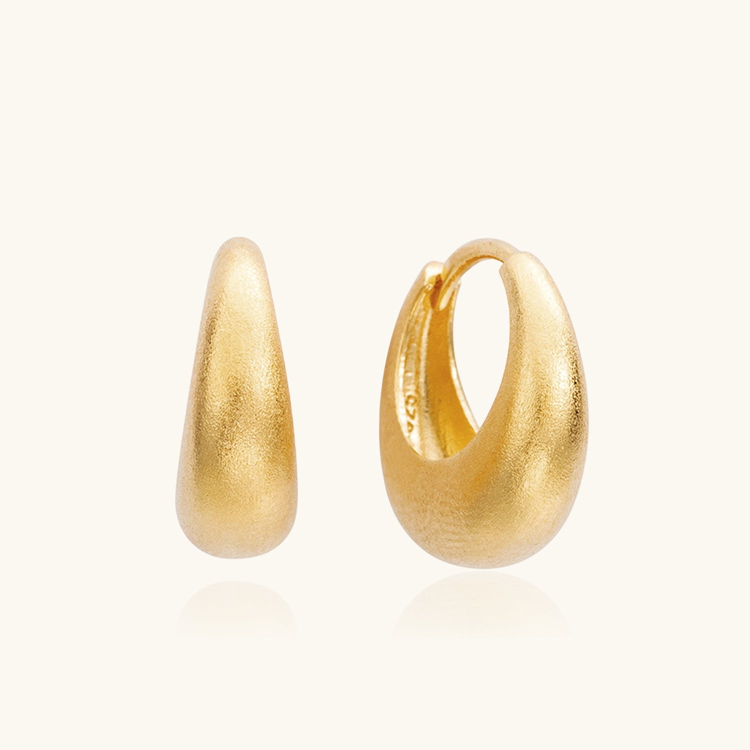 Chunky Brushed Dome Hoop Earrings - Gold