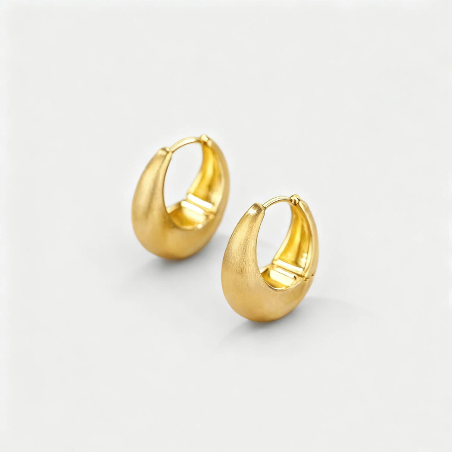 Chunky Brushed Dome Hoop Earrings - Gold