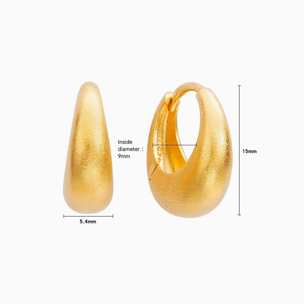 Chunky Brushed Dome Hoop Earrings - Gold