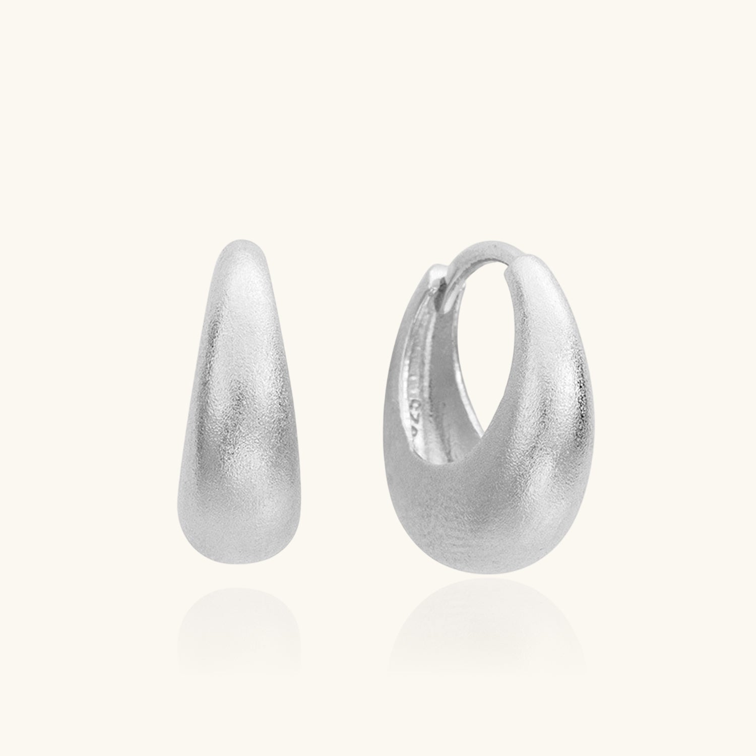 Chunky Brushed Dome Hoop Earrings - Silver