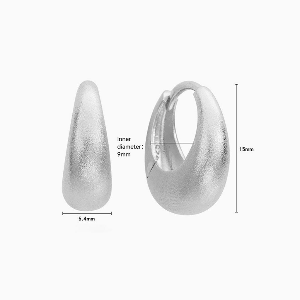 Chunky Brushed Dome Hoop Earrings - Silver