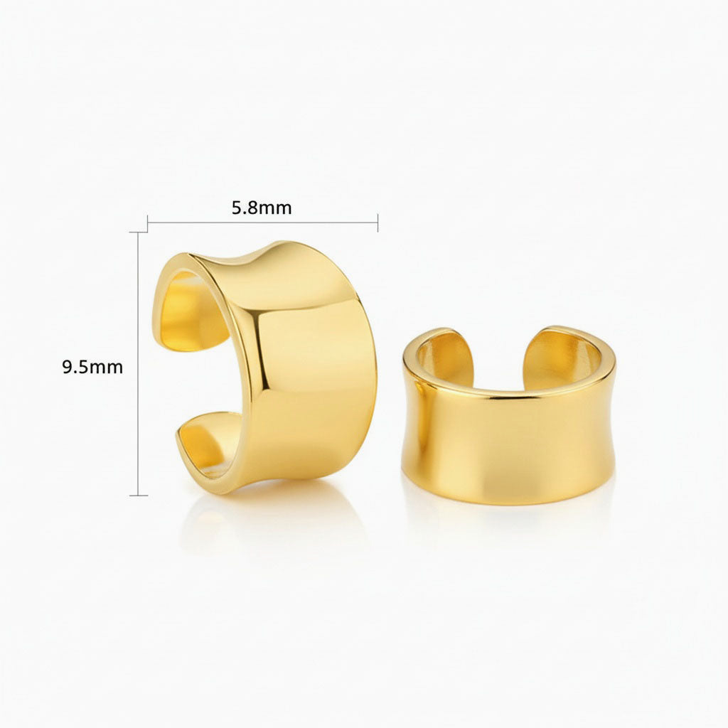 Chunky C Hoop Ear Cuff Earrings - Gold
