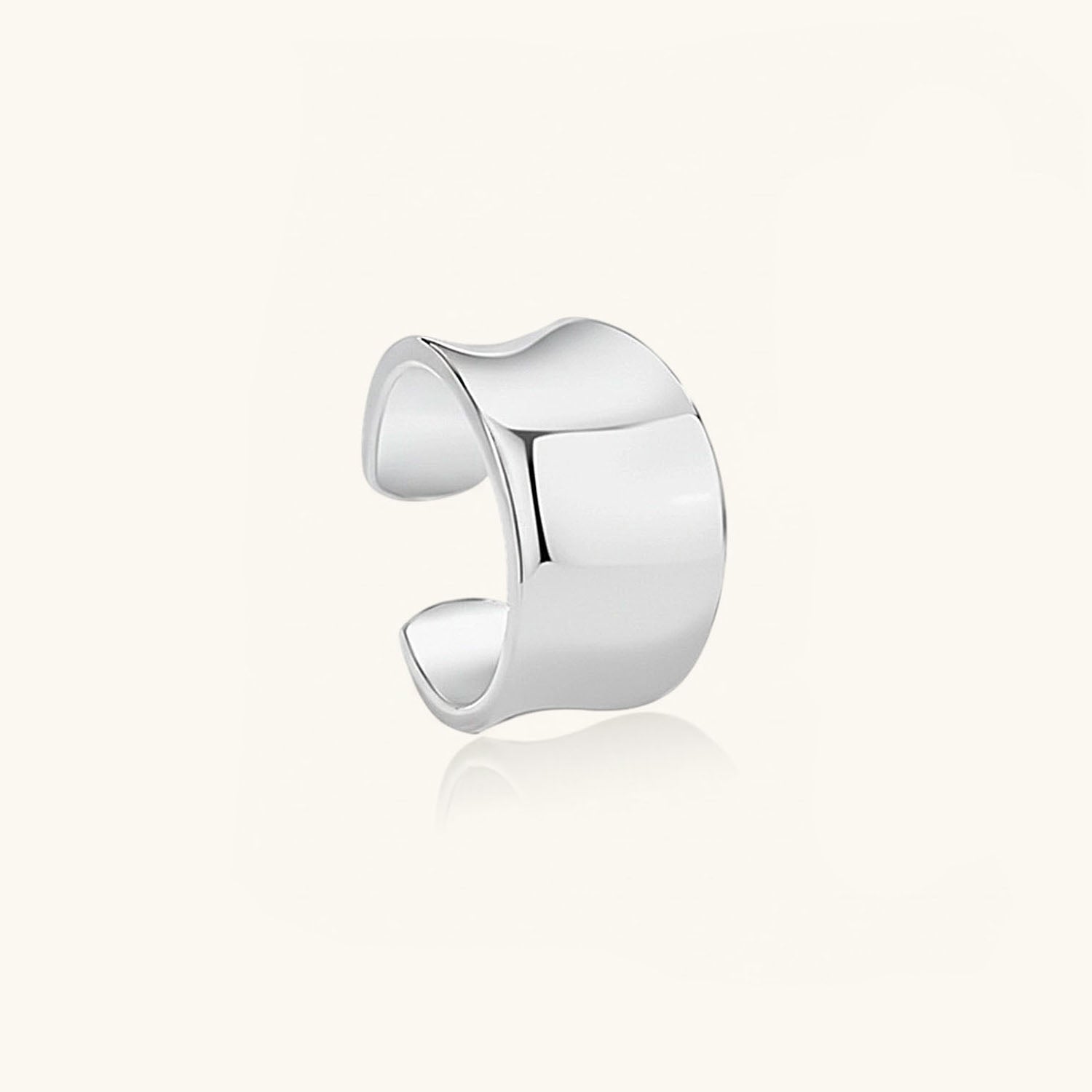 Chunky C Hoop Ear Cuff Earring - Silver