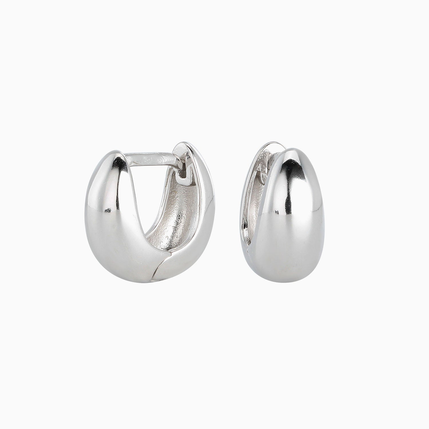 Chunky Dome Hoop Earrings - Silver