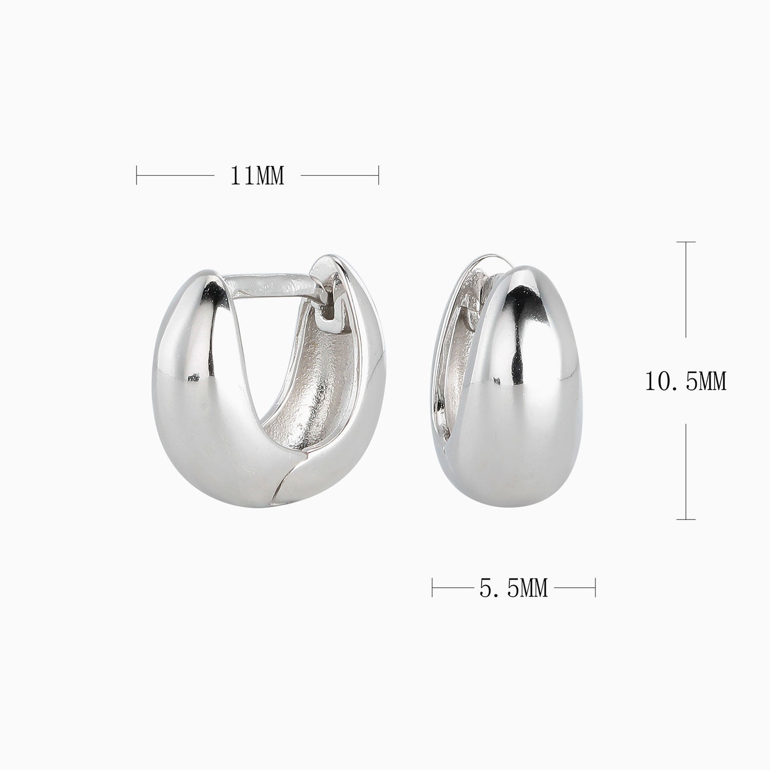 Chunky Dome Hoop Earrings - Silver