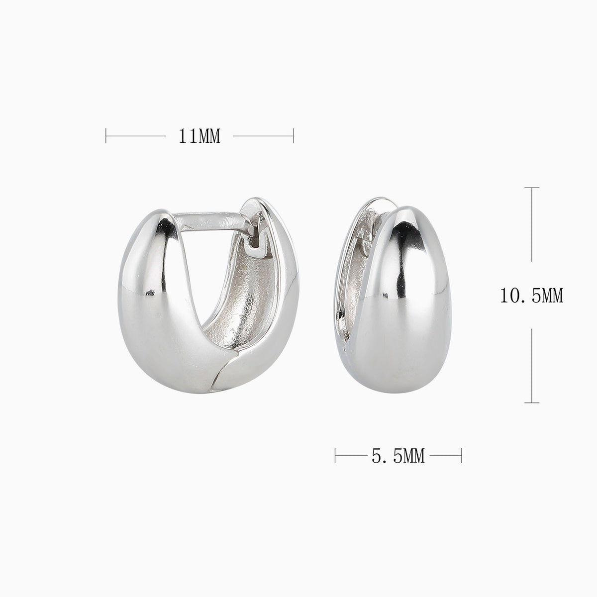 Chunky Dome Huggie Hoop Earrings - Silver